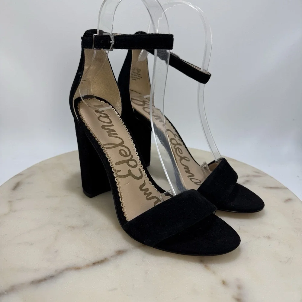 Sam Edelman Yaro Block Heel Sandal Black Suede, Size 6M